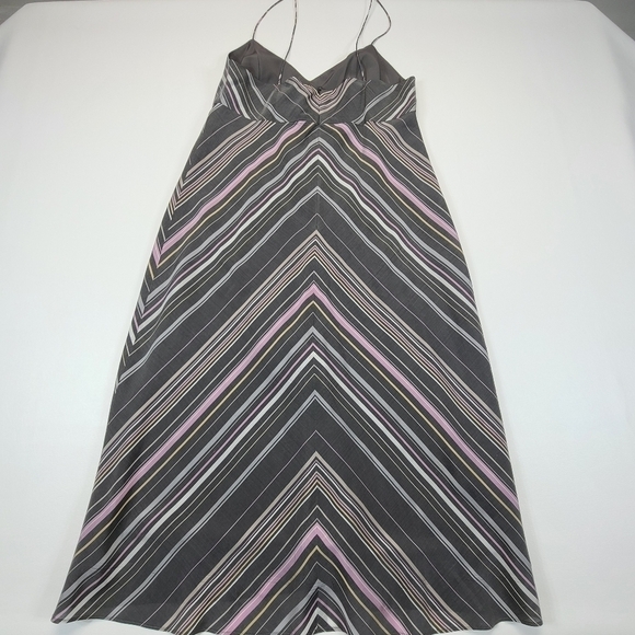 J. Crew Midi Dress Sleeveless Silk Blend V-Neck in Multicolor Chevron, Size 4P - Picture 2 of 13
